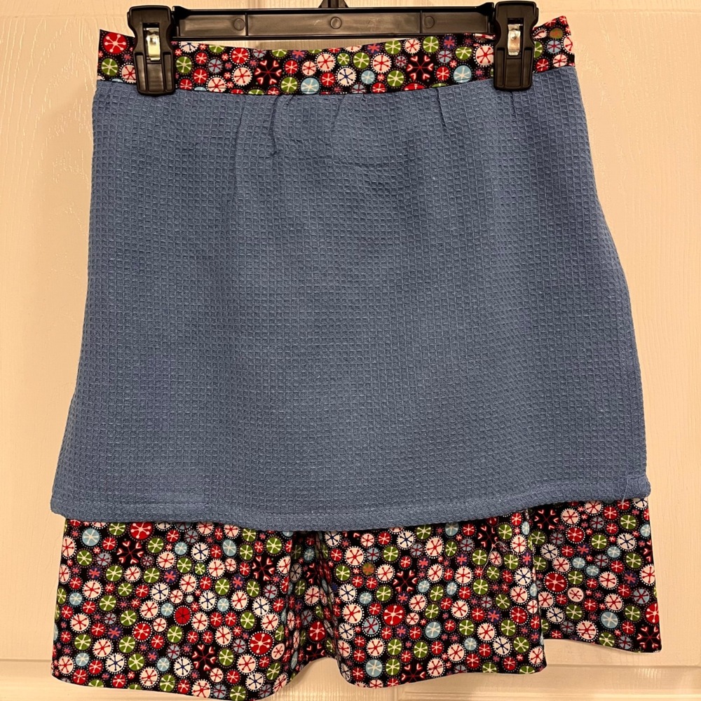 Handmade Blue Waffle Weave Holiday Snowflake Wrap Waist Apron Georgia USA XS-L